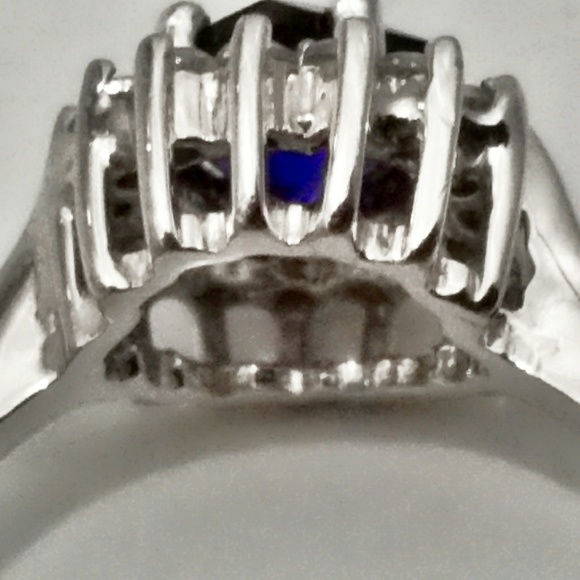 Vintage Signed Sapphire and Diamond Cocktail Ring - Picture 8 of 8